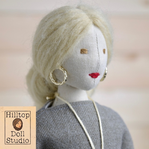 Fabric Doll "Gail" Handcrafted Textile Cloth Heirloom Primitive Doll - Picture 3 of 14